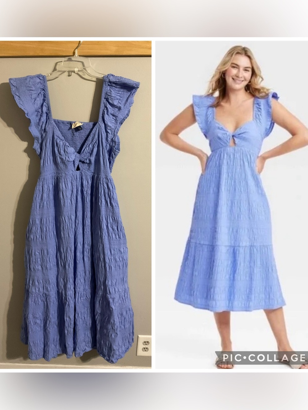Women’s Blue Ruffle Sleeve Midi Dress